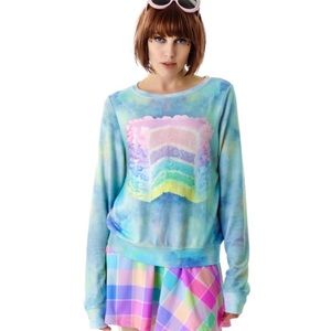 Wildfox Dreaming of Cake Baggy Beach Jumper BBJ Pullover Crewneck - S